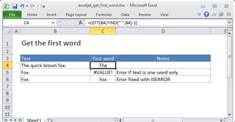 Get First Word Excel Formula Exceljet