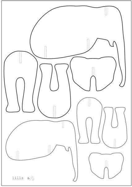 Molde Elefante De Papel Para Imprimir Y Armar Elephant Template