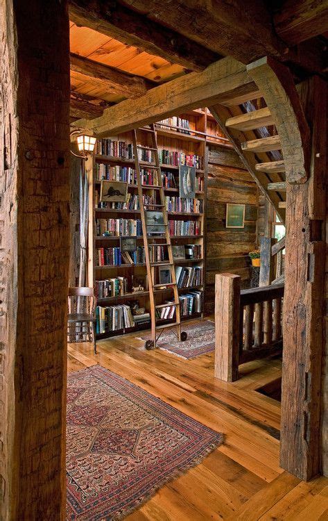 Cabin Library 498 X 398 Log Homes Home Libraries Rustic House