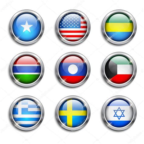 World Flags Round Buttons — Stock Vector © Kalomirael 34684441