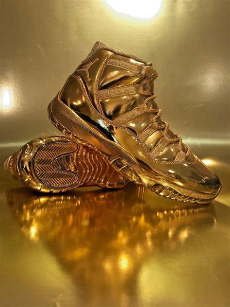 Gold Air Jordan 11 Retro Custom 24k Plated Gold Extremely Rare One Of A