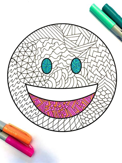 Through the zentangle method of drawing, you can relax focus expand your imagination trust your creativity increase your awareness respond savor this time as you discover and enjoy all that the zentangle method (and you!) have to offer. Smile Emoji PDF Zentangle Coloring Page | Etsy | Emoji art, Zentangle patterns, Coloring pages