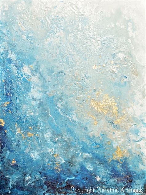 Giclee Print Art Abstract Painting Ocean Blue White Seascape Coastal