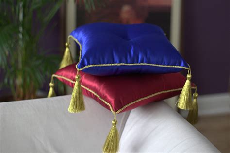 Satin Pillow With Golden Tassel Royal Or Burgundystand Etsy