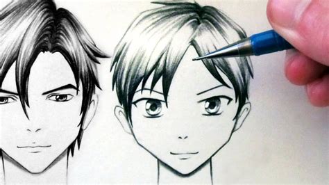 How To Draw A Manga Face Front View Male Youtube