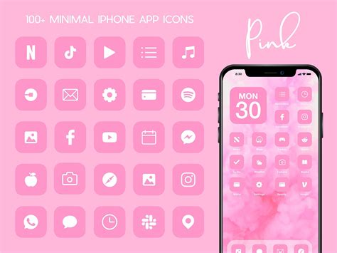 Ios Pink App Icons 230 Soft Pink Minimal Ios 14 Modern Icon Etsy