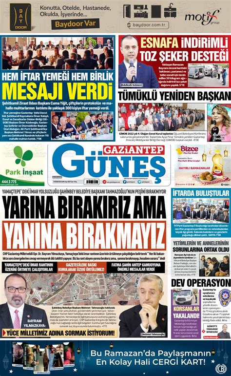 Nisan Tarihli Gaziantep G Ne Gazete Man Etleri