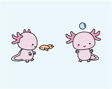 Premium Vector Clipart Kawaii Axolotls Cute Axolotl Etsy España