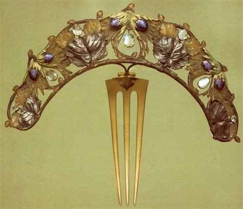 Art Nouveau Hazel Branch Tiara Comb France Ca 1900 Made By René