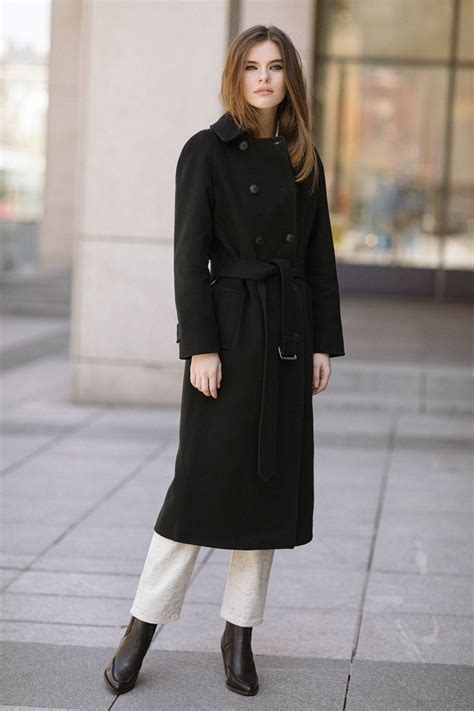 Black Cashmere Coat Cashmere Warm Coat Autumn Coat Etsy