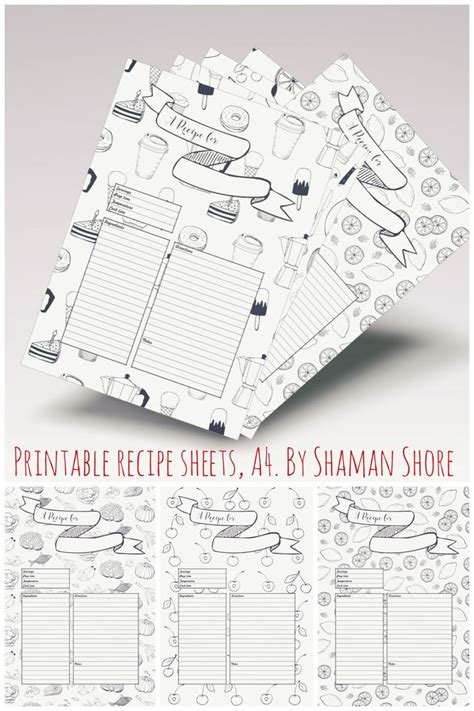 recipe template printable  recipe pages blank recipe