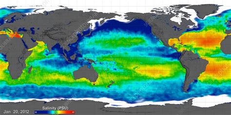 Sea Surface Salinity 2012 Global Map Stock Image C0163796