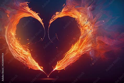 Heart Shape Made Of Fire Flames Love Or Passion Concept Image Ai