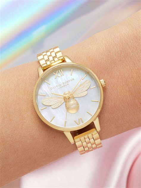 Olivia Burton Ob16fb18 Womens Lucky Bee Bracelet Strap Watch Gold