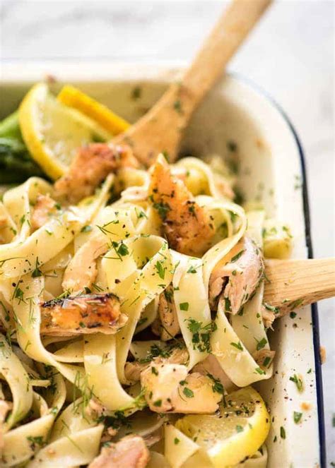 Bring a pan of water to the boil and cook the fusilli according to the pack instructions. Baked Lemon Butter Salmon Pasta - Spend With Pennies