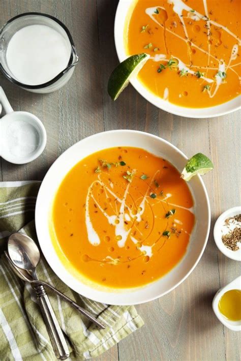 Carrot Coconut Red Curry Soup Recipe Curry Soup Healthy Soup