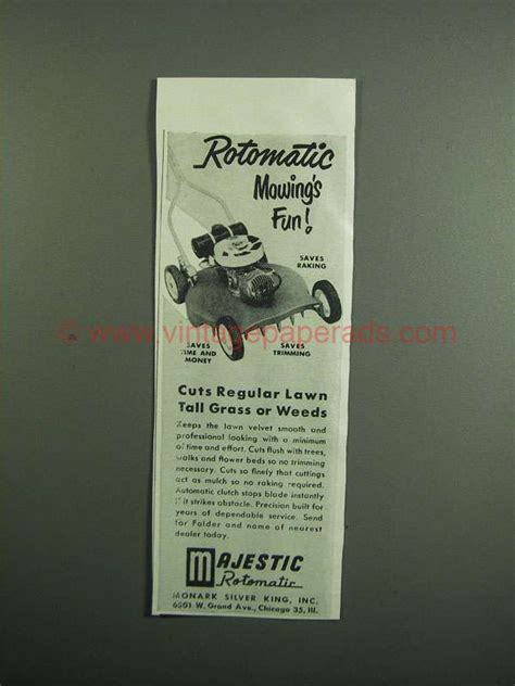 1951 Majestic Rotomatic Lawn Mower Ad Mowings Fun Dv0192