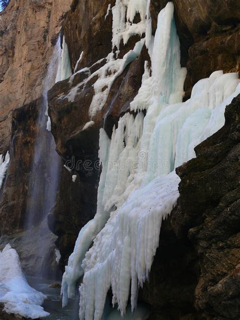 Frozen Waterfalls Chegem Waterfalls Russia Stock Image Image Of