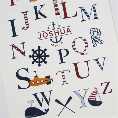 Personalised Nautical Alphabet Print Alphabet Print Nautical