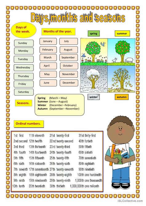 Days Months And Seasons English Esl Worksheets Pdf And Doc
