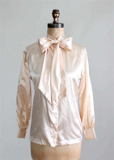 Vintage 1970s Nos Satiny Bow Blouse Raleigh Vintage