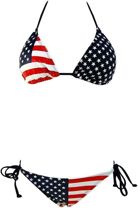 beach joy women s american flag triangle top and bikini bottom set ds51025