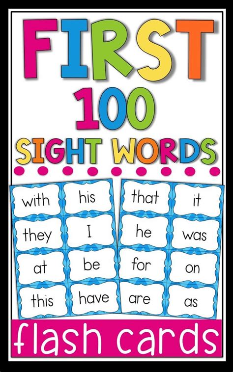 Preschool Sight Words Flash Cards Teaching Treasure