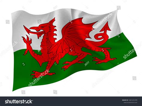 Welsh National Silk Flag Icon เวกเตอร์สต็อก ปลอดค่าลิขสิทธิ์