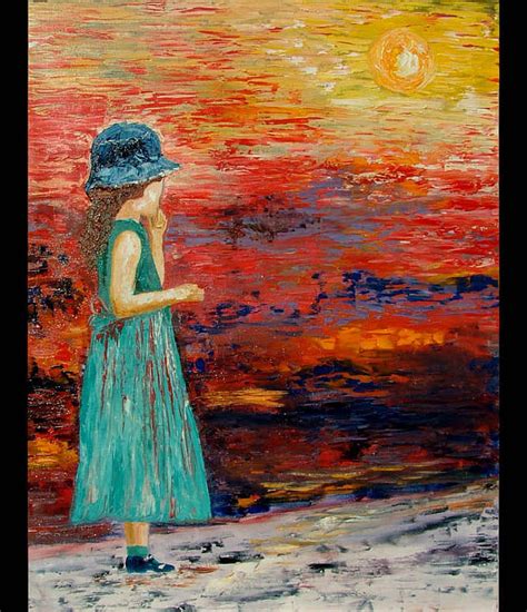 Girl Watching Sunset Painting By Inna Montano Pixels