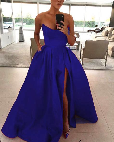 Royal Blue Strapless Prom Dresses Long Women Party Gown Pl245 Siaoryne
