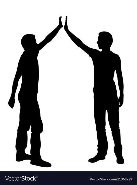 Silhouettes Of People In Hi Five Position Vector Image