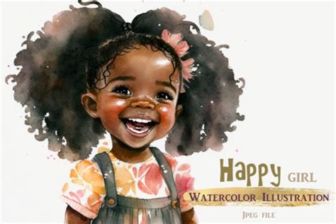Happy Girl Free Watercolor Illustration Graphic By Magiclily · Creative