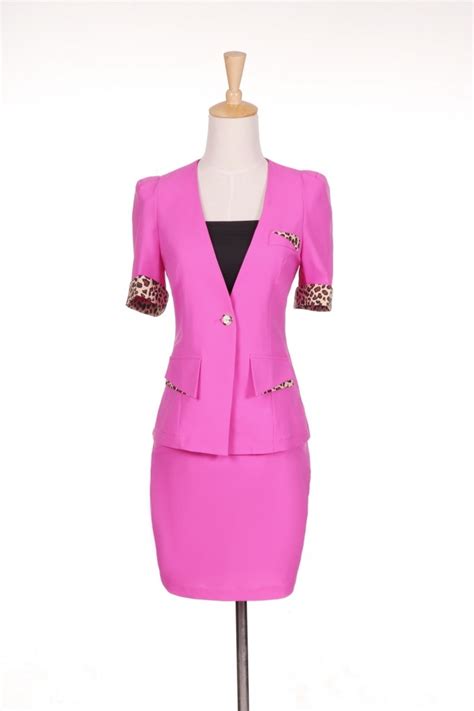 korea summer thin short sleeve leopard hem office women skirts suits factory wholesale