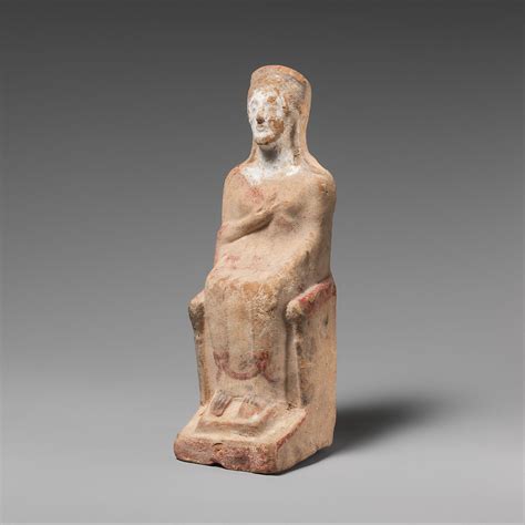 Terracotta Statuette Of A Seated Woman Greek Attic Late Archaic