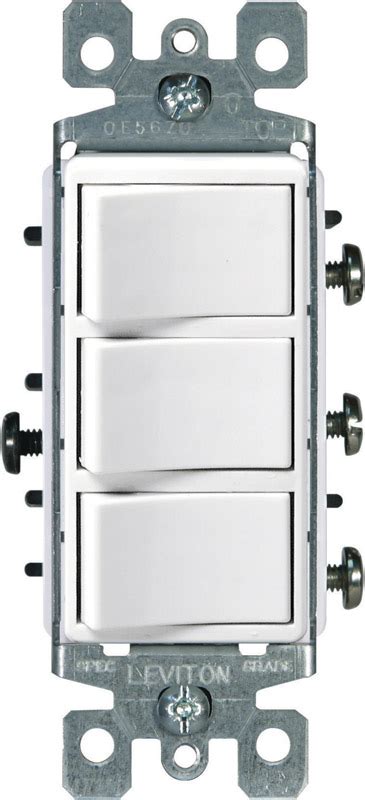 Leviton Decora 15 Amps Single Pole Rocker Triple Combination Switch