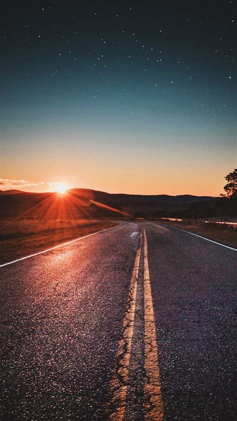Road In The Sunset Wallpaper Iphone Android Background Followme