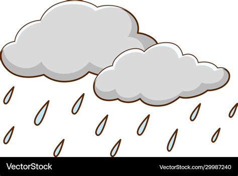 Rain Clouds With Rainfall On White Background Vector Image