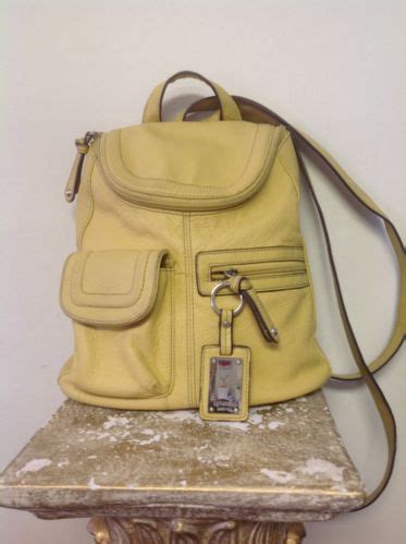 Tignanello Leather Bag Purse Backpack Style Yellow Designer Fashion