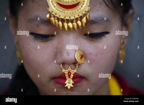 lalitpur nepal 13th dec 2016 jewelry of a nepalese woman from kirat community is pictured