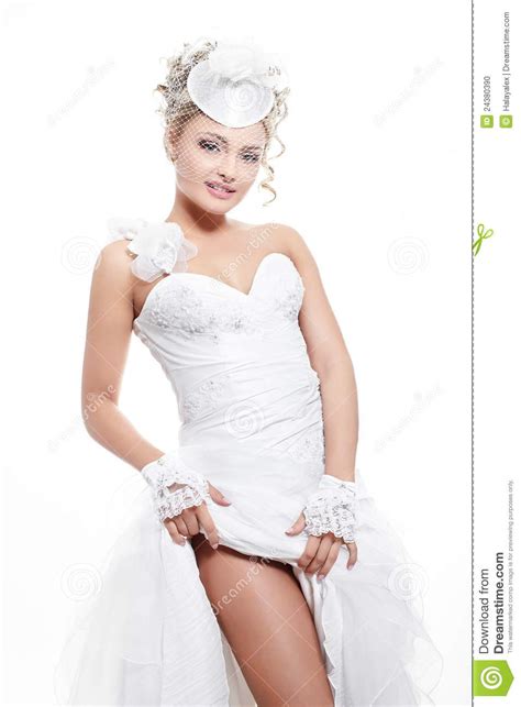 Beautiful Bride Blond Girl In White Wedding Dress Stock Photo Image