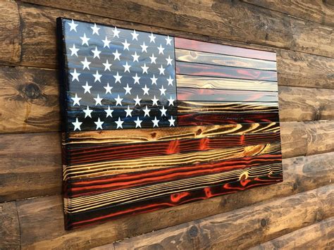 rustic american flag wall decor rustic wooden color charred etsy rustic american flag