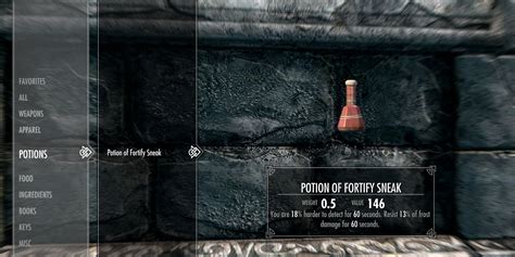Skyrim How To Make A Fortify Sneak Potion