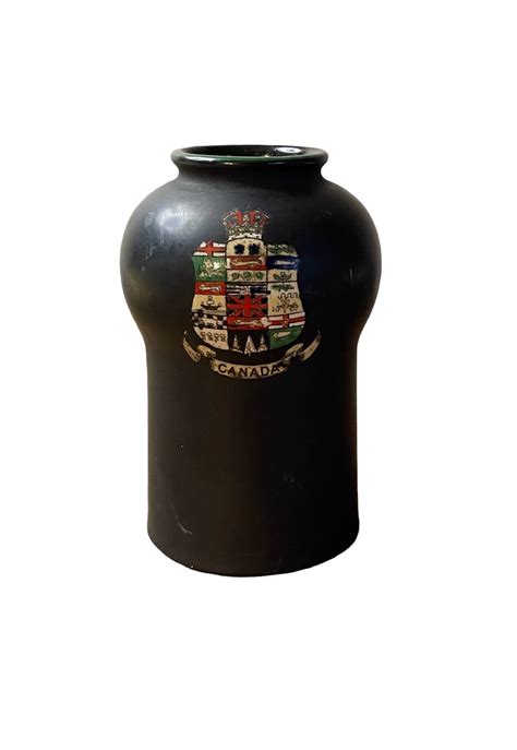 Frank Beardmore Co Fenton Basaltineware Vase With Canada Coat Of
