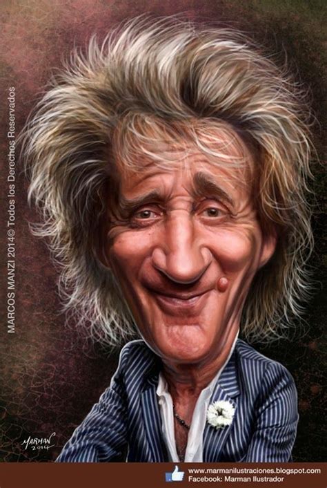 Caricatura De Rod Stewart By Marcos Manzien Celebrity Caricatures