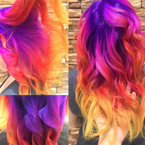 Rainbow hair purple hair yellow hair orange hair pink hair neon hair color curls | Wild hair 