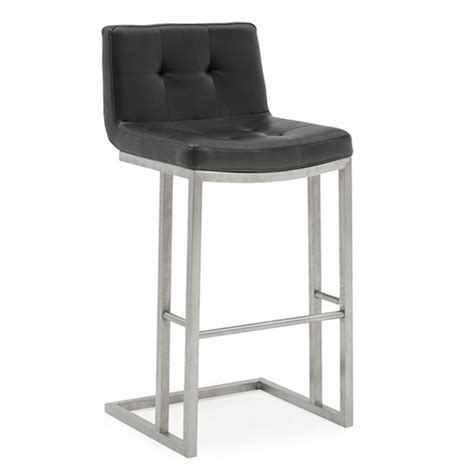 Pietro Bar Stool In Black Pu With Brushed Metal Frame Furniture In