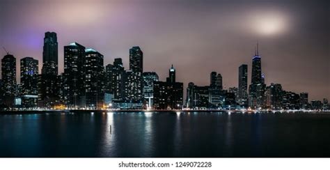 Chicago Skyline Panorama Night Stock Photo 1249072228 Shutterstock