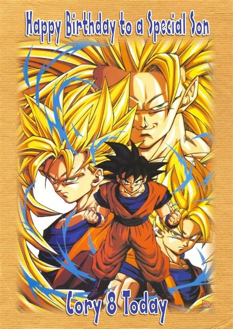 Dragon ball z birthday card. personalised birthday card son grandson daughter brother ...
