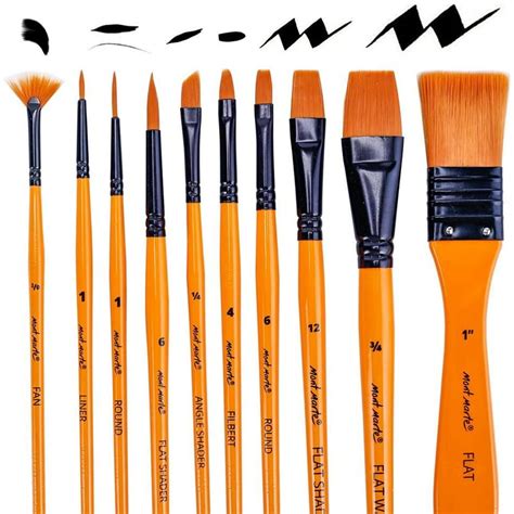 Art Paint Brushes Set For Painting 10 Variety Of Brushes Types For