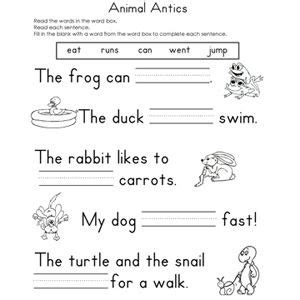 Select words from the box below to the appropriate place in the read more. Fill in the Blank Worksheets | Reading worksheets, 1st grade reading worksheets, 1st grade ...